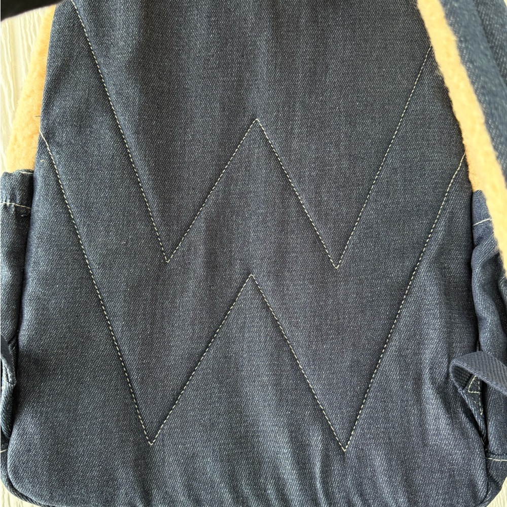 New NWT Wrangler Blue Denim and Shearling 17 inch Laptop Backpack - Picture 4 of 7